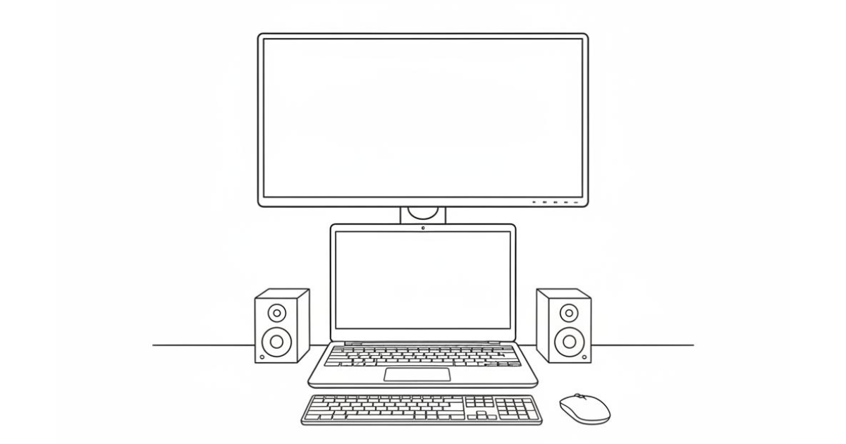 ノートPCと追加モニターを縦並びにした場合